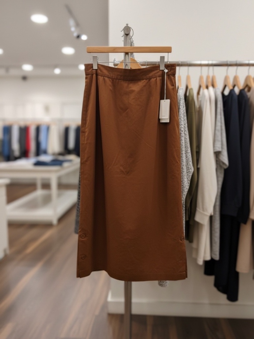 Vintage Mila Schon 100% Cotton Brown Midi Skirt Size 6